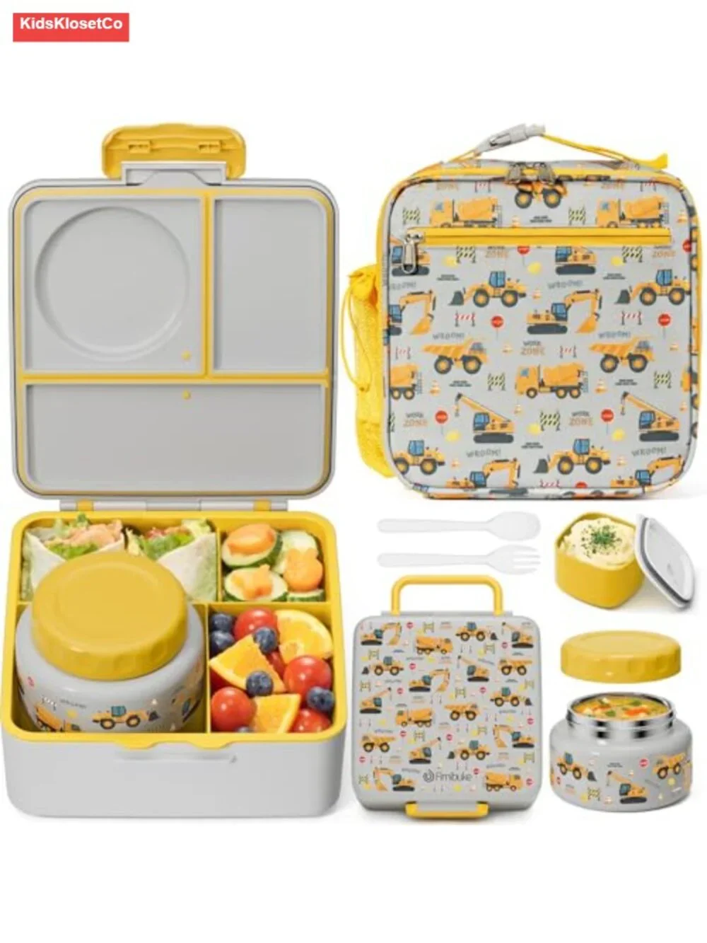 60oz Kids Bento Lunch Box Set with Insulated Bag, Thermos & Utensils,